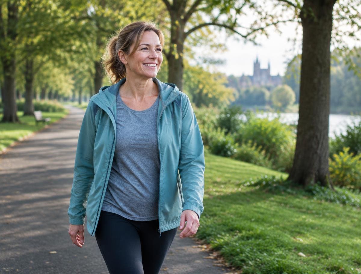 Woman smiling on a walk in a Birmingham park