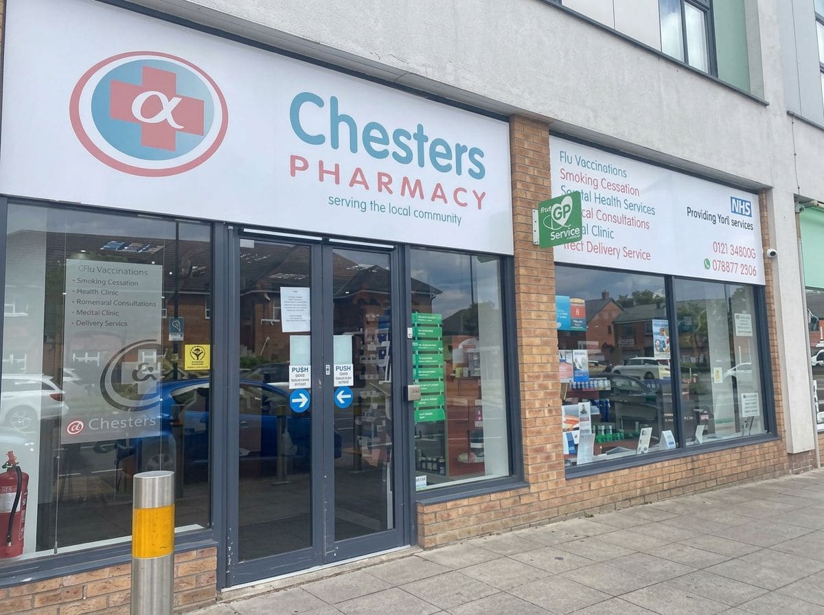 Chesters Pharmacy exterior / storefront in Shard End